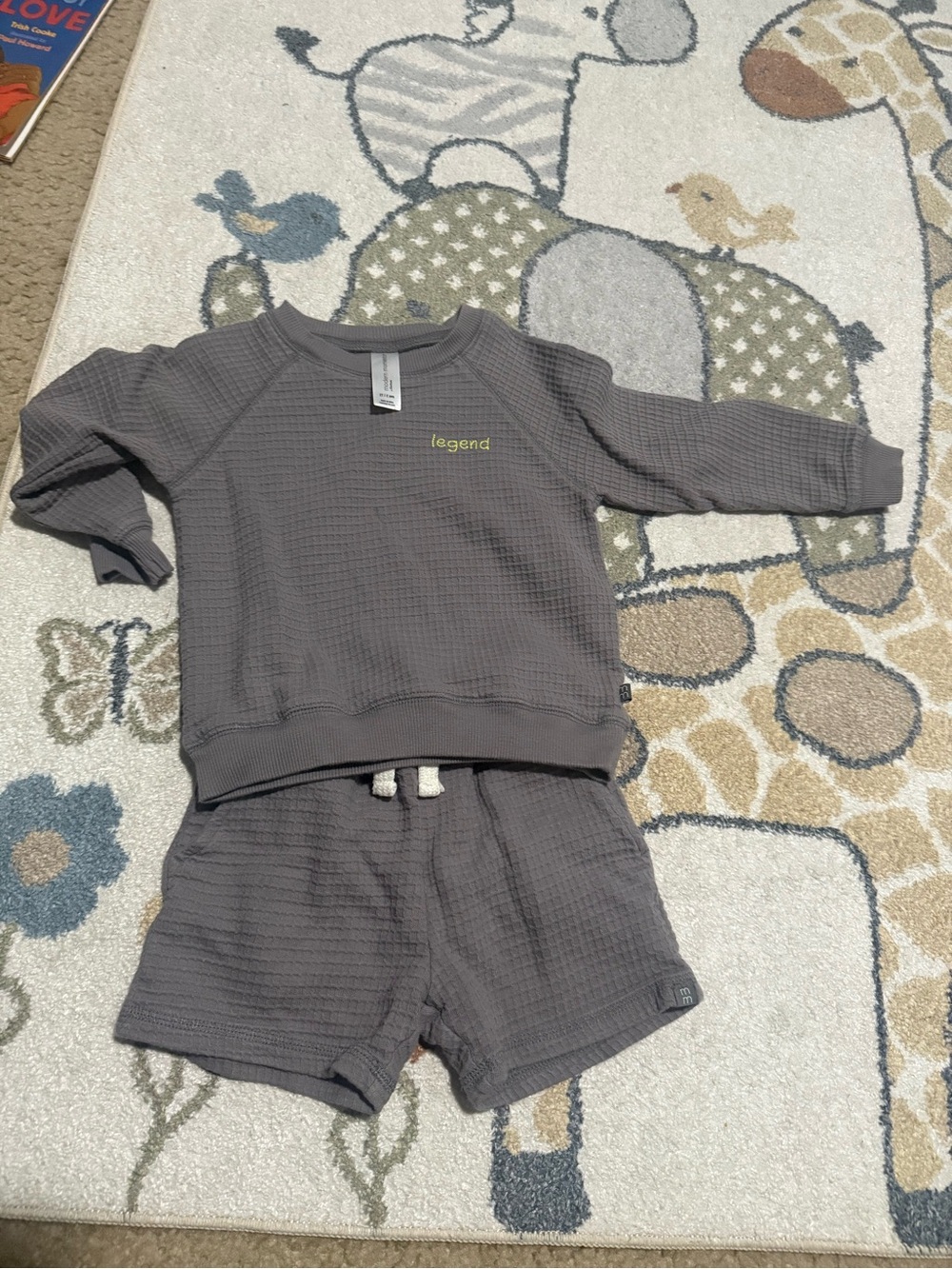 Gerber Gray Waffle Knit Kids Matching Set with 'legend' Embroidery